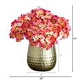 thumbnail image 4 of Nearly Natural Hydrangea Artificial Floral Arrangement with Metal Vase - 11" - Pink, 4 of 5