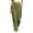 Army Green, variant on PEIBang Women's Wrinkle Resistant Textured Ankle Trousers，Full Elastic Drawstring Waist Deep Side Pockets Casual Straight Slacks
