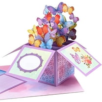SwiftPulse 3D Butterflies Pop Up Card for Women, Wife, Mom, Daughter, Sister - 7" x 7" Butterfly Gift Card for Birthdays, Thank You, Get Well, Mother Day, Anniversary- Includes NoteCard and Envelope