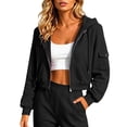 thumbnail image 4 of SNKSDGM Women Ribbed Knit Cropped Zip Up Hoodie, Solid Drawstring Hooded Sweatshirt, Slim Fit Long Sleeve Y2K Sweat Jacket with Side Pockets, 4 of 6