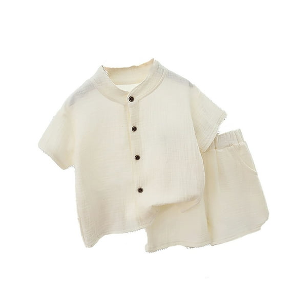 Huowey Baby Boy Clothes Set Toddler Summer Outfits Cotton Blend T-Shirts Short Sleeve T Shirt Tops Pocket Button Down Shirt Short Set Lovely Dailywear, 3-4 Years