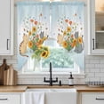 thumbnail image 6 of Cats Flowers Swag Valances for Windows, Kitchen Curtains 36 Inch Length 2 Panels Set, Spring Floral Elegant Pastoral Short Curtains for Small Windows Rod Pocket Cafe Curtains Drapes 28"x36", 6 of 8