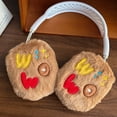 thumbnail image 3 of Furry Plush Case for AirPods Max Embroidered Cartoon Letters WOW, Winter Warm Soft Fluffy Fur Headphones Protective Cover Shell for Women Girl Accessories for Apple AirPods Max 2024, 3 of 7