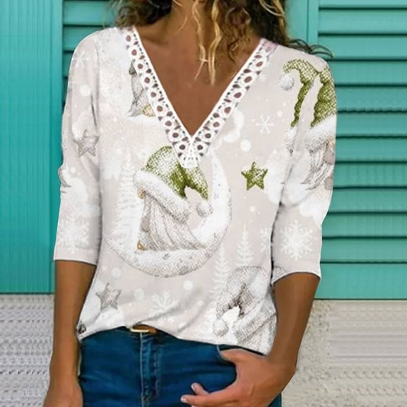 OKBOP Plus Size Blouses for Women,Casual V Neck Summer Sexy Gradient Print Regular Long Sleeve Top