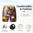 thumbnail image 3 of Yiaed Cute Cat Sunflower Print Mens Swim Trunks Bathing Suit Compression Liner Beach Swim Shorts Swimwear Quick Dry Zipper Pocket No-Chafing Board Short-3X-Large, 3 of 6