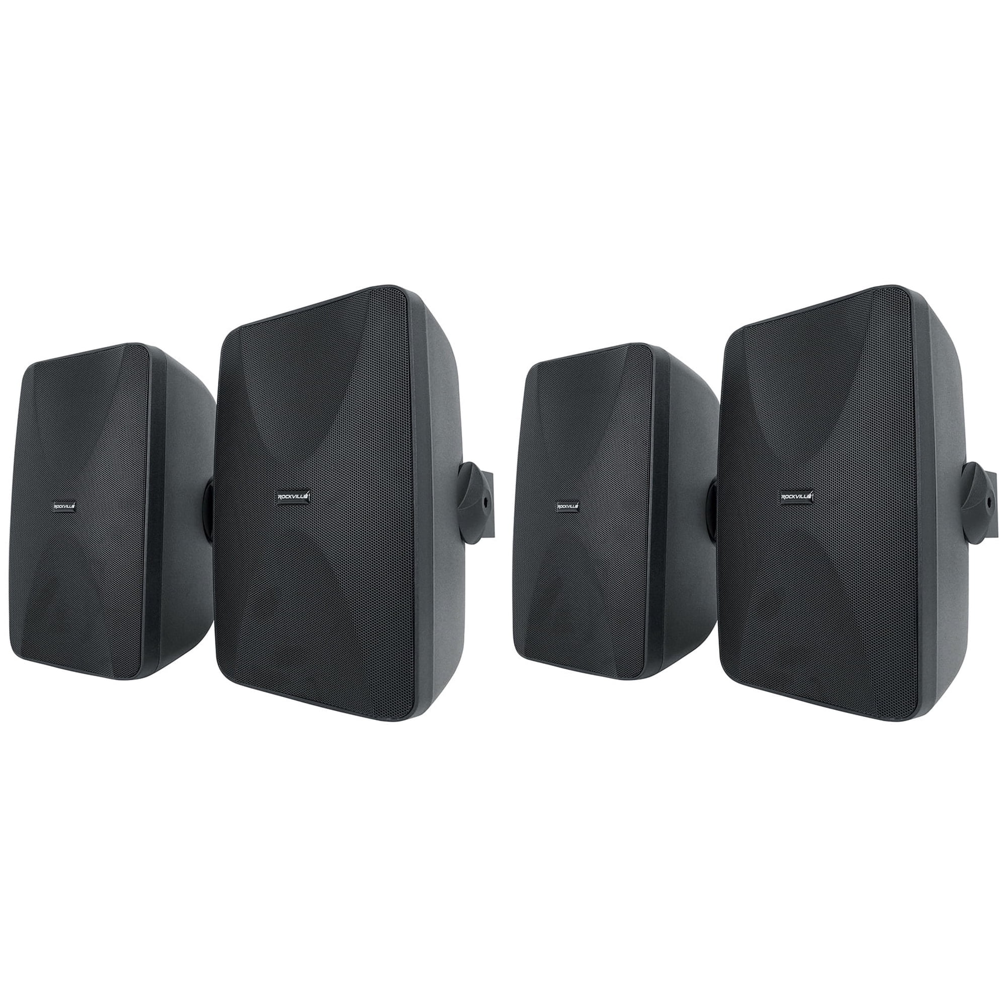 4) Rockville WET-6525B 6.5" 70V Commercial Indoor/Outdoor Wall Speakers in Black