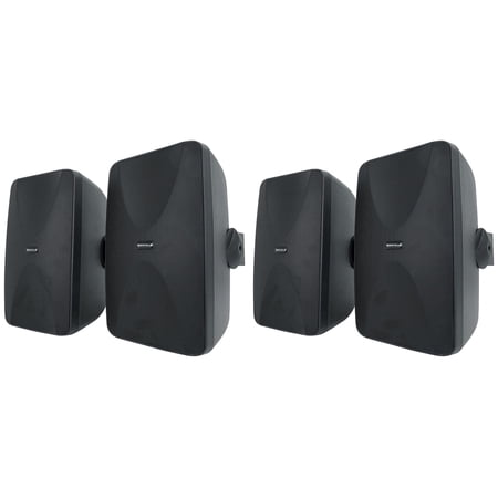 4) Rockville WET-6525B 6.5 70V Commercial Indoor/Outdoor Wall Speakers in Black