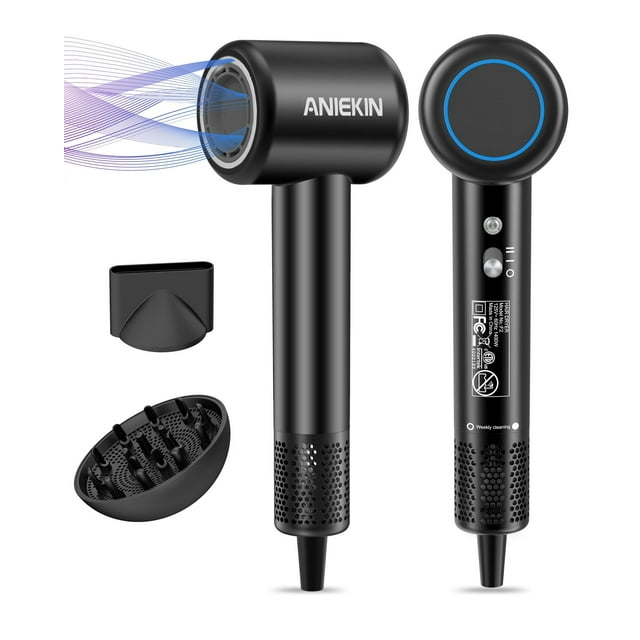 Secador de pelo iónico de alta velocidad y bajo ruido con motor sin escobillas para un secado rápido, control térmico, silencioso y compacto, con difusor magnético para cabello rizado, ideal para viaj