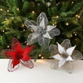 thumbnail image 6 of 23Cm Sparkling Christmas Flower Decor 2Pcs:Perfect For Tree & Wedding Decoration, 6 of 7