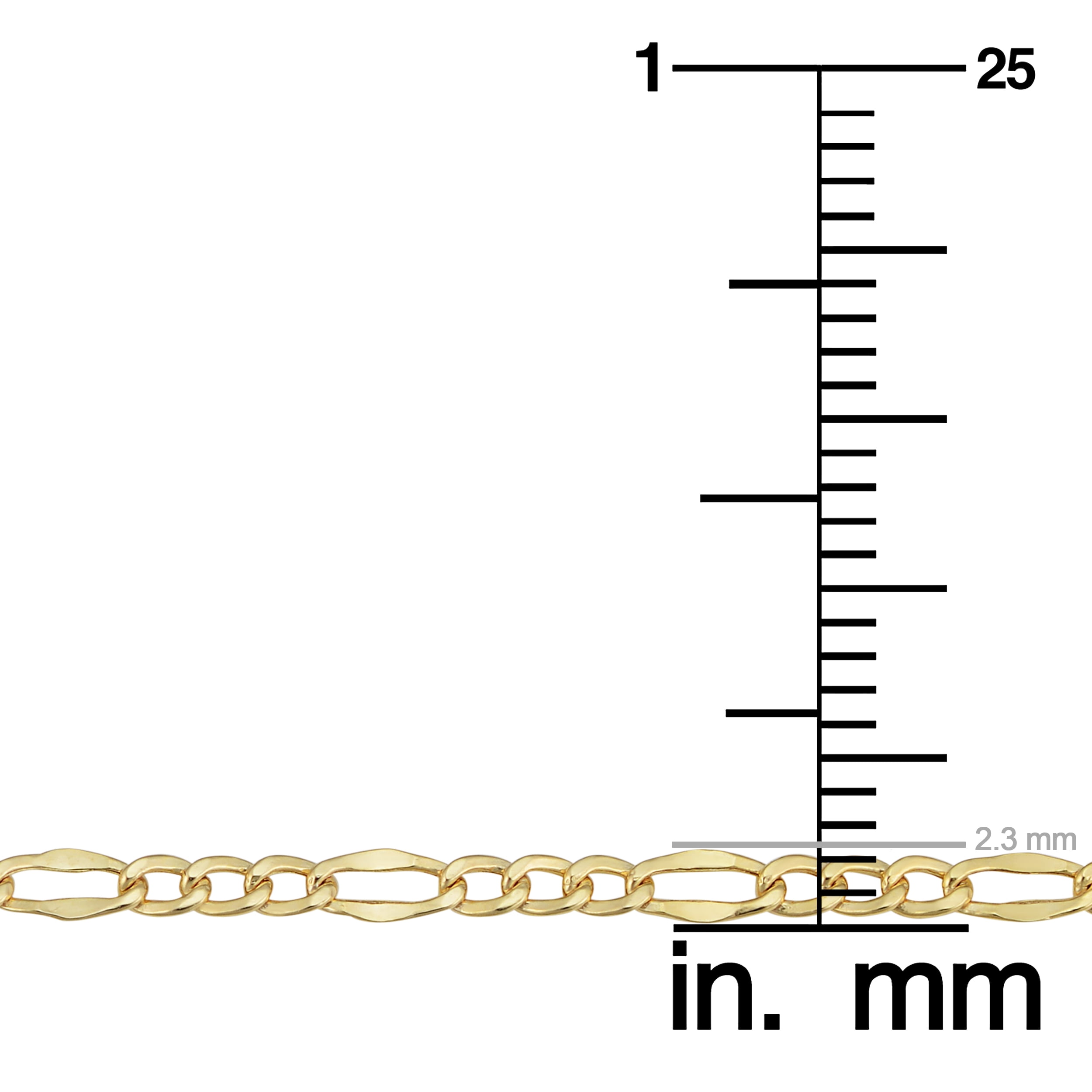KoolJewelry Figaro Link 10K Yellow Gold Anklet, 0.8G, 9 in, 2.3 mm