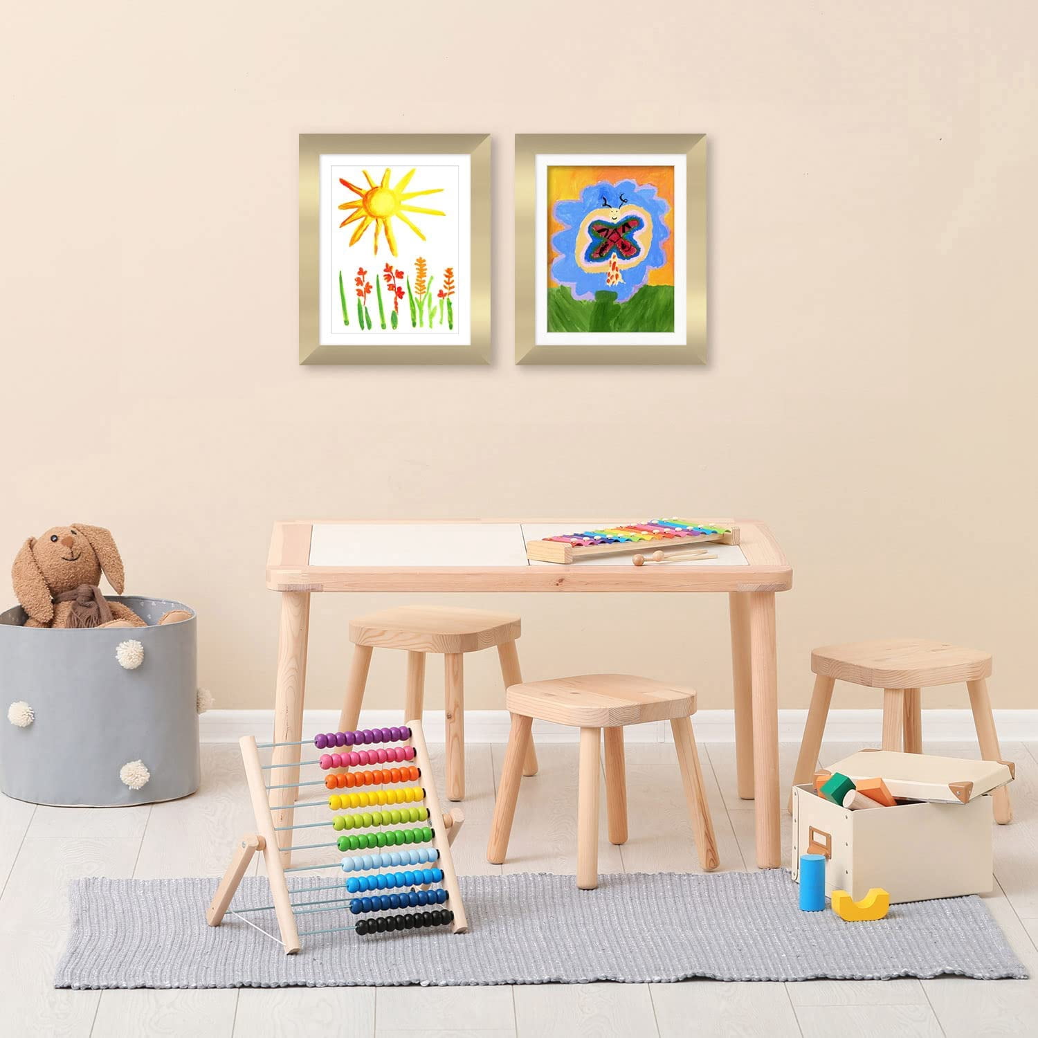 Americanflat 10x12.5 Kids Art Frame with Mat for 8.5x11, Gold, 2 Pack