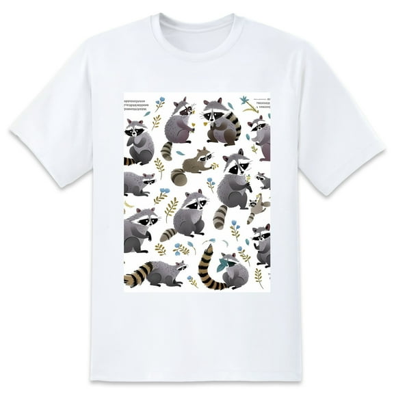 Basic Oversize Tees For WomenRaccoon Loose Boyfriend Shirts Casual Blouse round neck