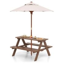 Kids Picnic Table, Toddler Outdoor Table & Set, Wooden Children Patio Furniture with Folding Umbrella, Kids Picnic Tables for Outdoors, Gift for Boys Girls Onesize