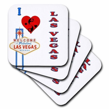 3dRose I love las vegas. Nevada. Playing cards. Casino. Popular saying., Soft Coasters, set of