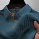 thumbnail image 4 of Blusa y camisa de manga corta con cuello vuelto para hombre, informal, de moda, de color liso, con botones, solapa y hebilla de gancho, camiseta de manga corta de poliéster para hombre., 4 of 5