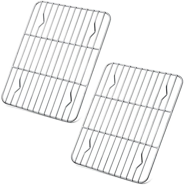 Cooling Rack Pack of 2, Stainless Steel Small Cooking Rack for Cooling Baking Roasting Grilling Drying, Rectangle 12.2'' x 8.3'', Fits Small Toaster Oven, Oven & Dishwasher Safe