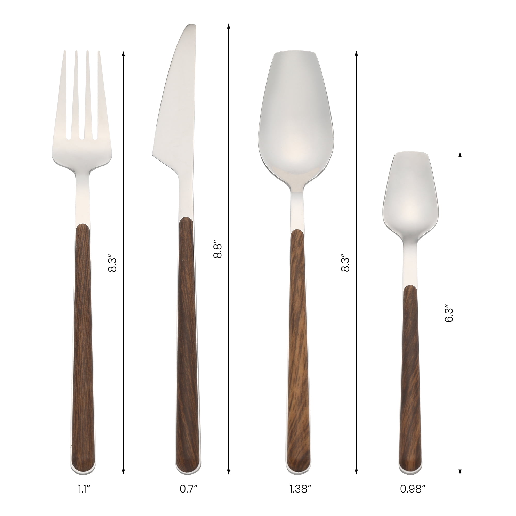 Unique Bargains 4 Piece Stainless Steel Flatware Set with Knife Spoon Fork Brown 4