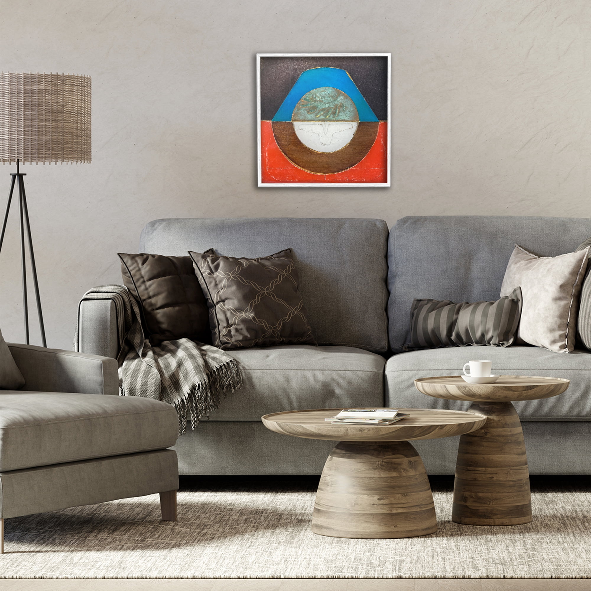 Stupell Industries Round Rustic Symmetry White Framed Giclee Art, design by Matthew Finger