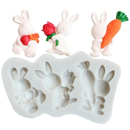 

Dolked 3D Bunny Shape Silicone Moulds Easter Egg Baking Moulds Making Tools