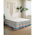 thumbnail image 2 of Geometric Bohemia Bed Skirt Stripes Orange Turquoise and Blue Bed Skirts King Size 16 Inch Drop, Wrap Around Dust Ruffle&nbsp;Bedskirt with Adjustable Elastic Belt for Queen Size Beds, 2 of 7