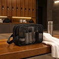 thumbnail image 5 of Toiletry Bag, White Mesh Portable Handheld See Through Organizer, 1 Pack Lightweight Travel Shower Makeup Storage Pouch for Men Gym Vacation Bathroom Trip Personal Care Supplies Arrangement, 5 of 5