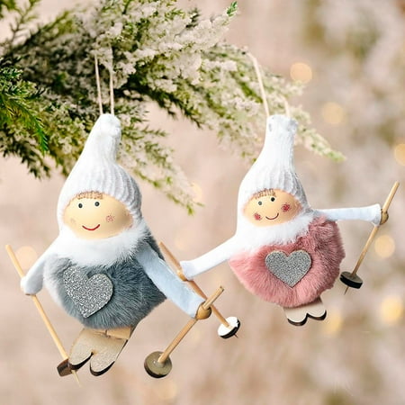 

2PC Christmas Tree Decoration Pendant Wool Feather Ski Doll Toy Pendant Pendant Christmas Halloween Decorations Outdoor Led Lights Wall Stickers Fall Home Decor Kitchen Essentials XYZ 13269