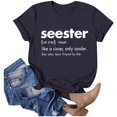 thumbnail image 2 of Women Casual Top Blouse Letter Printed Shirts Round Neck Short Sleeve Loose Tee Tops Tunic Soft Warm Blouse, 2 of 4