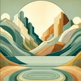 thumbnail image 6 of Ambesonne Lake Duvet Cover Set, Pastel Rising Mountains Art, Queen, Seafoam Peach and Amber, 6 of 6