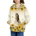 thumbnail image 3 of Xoenoiee Pullover Girls Hoodies Sunflower Horse Butterfly Print Hooded Sweatshirt with Front Kangaroo Pocket Long Sleeve Athleticwear for kids Traveling Hiking, S, 3 of 7