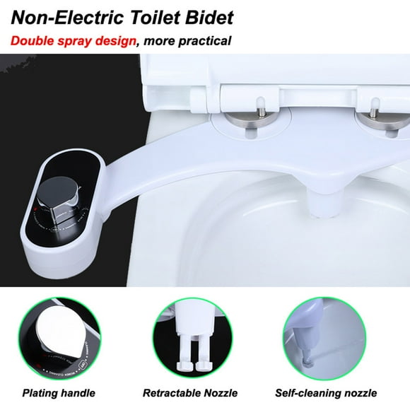 Dvkptbk Bidet Toilet Seat Attachment & Fresh Water Sprayer (Only Cool Temperature Control,Dual-Nozzle Cleaning,Non-Electric,Adjustabl-e Pressure,Female Wash) - Black Friday Clearance