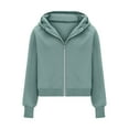 thumbnail image 4 of APEXFWDT Women's Zip Up Cropped Sweatshirt Jacket Athletic Light Fleece Casual Hoodie for Active Wear,L,Mint Green, 4 of 6