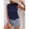 thumbnail image 4 of Women'S Lace Sleeveless Tops Pleated Summer Tank Tops 2025 Dressy Casual Sleeveless Shirts Blouse Navy Blue L, 4 of 7