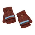 thumbnail image 2 of Version Coréenne des Gants à Demi-Doigts Rayés pour Hommes et Enfants, Hiver, Voyage, Rouge Brique, Taille Unique, 2 of 4