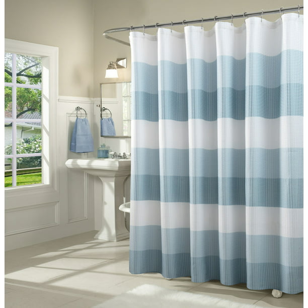Dainty Home Waffle Weave Ombre Stripe, Shower Curtains Commercial