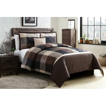 Garden Duvet Set - Better Homes and Gardens Elliot Plaid Soft Textured 4-Piece Duvet Set, King, Brown