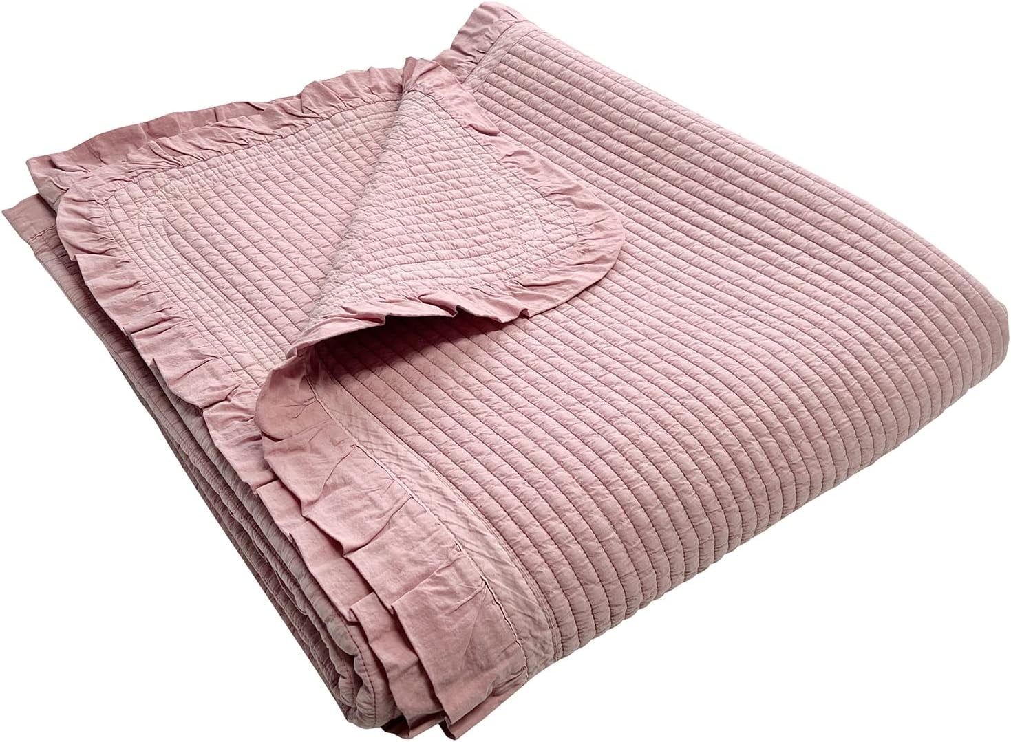 100 Cotton Frilled Bed Coverlet, Blanket Made in Korea Twin Size Bed