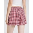 thumbnail image 5 of Garbnen Plaid Shorts for Women Elastic Waist Wide Leg Shorts Women Casual Summer Beach Travel Color Block Baggy Lightweight Going Out Women Short with Pockets Red S, 5 of 6
