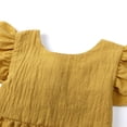 thumbnail image 4 of Einccm Dress for Girls Summer Cotton Linen Bow A-Line Princess Dress, Solid Color Flying Sleeve Pleated Casual Toddler Dress, Cute Party Holiday Dress for Baby Girls 9 Months to 6 Years, 4 of 8