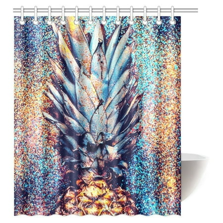 Outdoor Themed Bathroom Decor MYPOP Fruit Pineapple Decor Shower Curtain, Summer Themed Tropical Golden Pineapple Shine Fashion Bathroom Shower Curtain 60 By 72 Inches Long ()