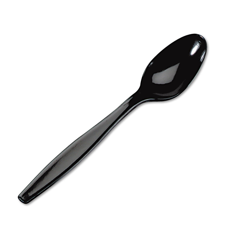 Case of 1000 Wrapped Black Heavyweight Plastic Teaspoons DIXIE Cutlery Spoons 