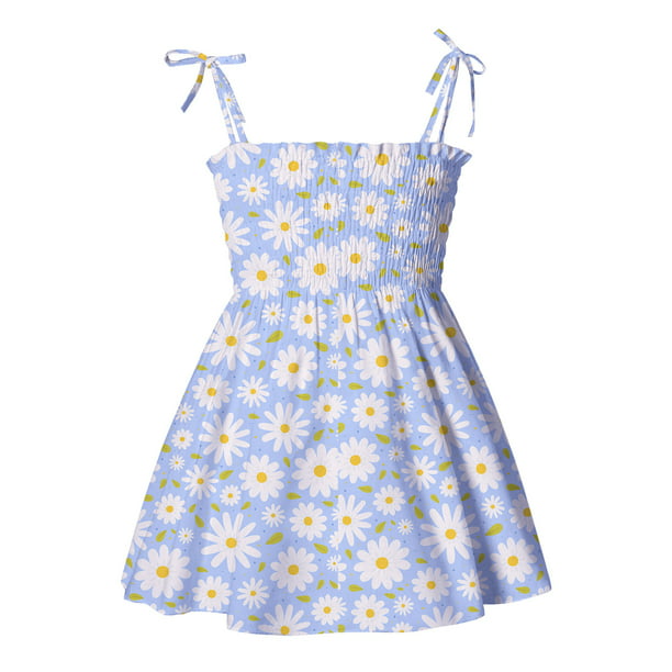 Cute Dresses For Teen Girls Sleeveless Strap Beach Sun Dress Blue 100 ...