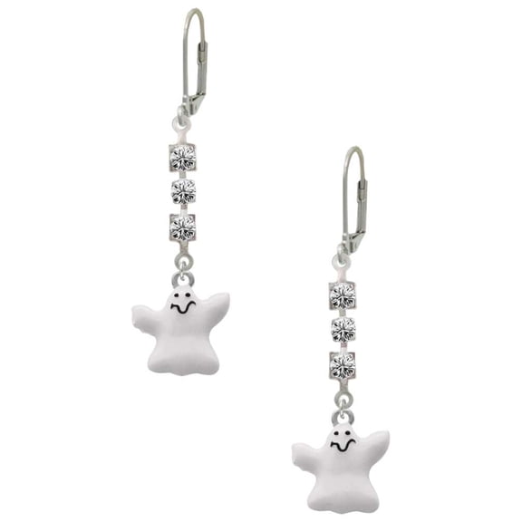 Silvertone White Ghost Crystal Madison Leverback Earrings
