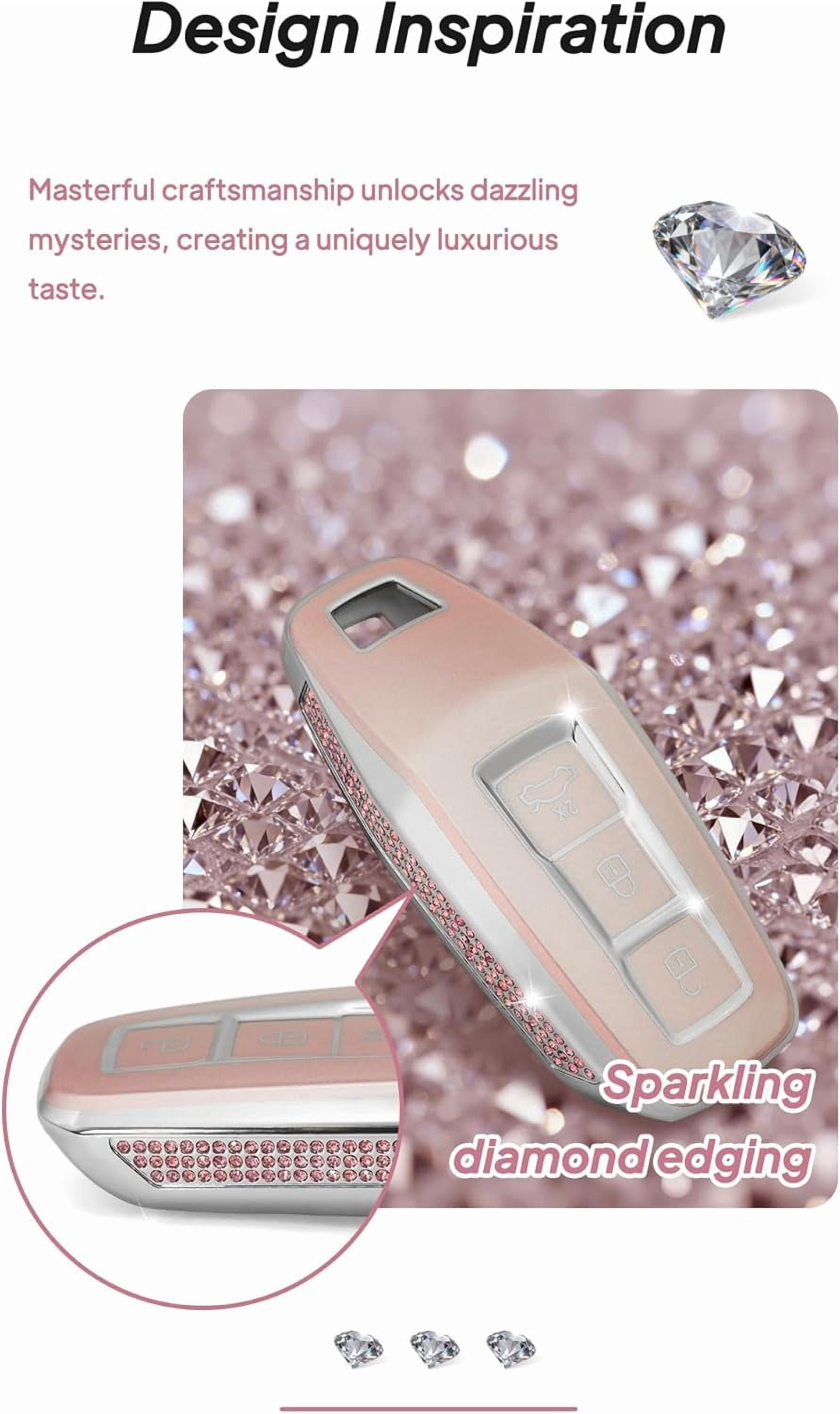 Key Fob Cover Compatible with Fit for Audi A3 A5 A6 Avant E-tron SQ5 SUV Q6 Sportback 2025, 3 Buttons, TPU, Keyless Entry, Car Key Cover, Keychain Case Holder Protector,A-Pink