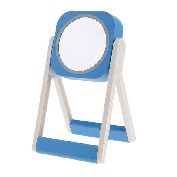 Espejo de maquillaje LED Zulema de doble cara giratorio azul