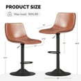 thumbnail image 3 of Hawsaiy Modern Swivel Bar Stools Set of 4, Adjustable Faux Leather Counter Height Chairs with Back for Kitchen Island, Brown, 3 of 11