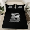 thumbnail image 2 of Feelyou Checkered Monogrammed B Bed Sheets, Cartoon Buffalo Geometric King Sheets, Teens Boys Girls Kids Sheet Set, Breathable Home Decor, 4-Piece, 2 of 7