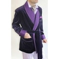 thumbnail image 3 of Men Smoking Jacket Purple Velvet Quilted Dinner House Party Dinner Robe For Christmas Smoking Blazer&nbsp;, 3 of 5