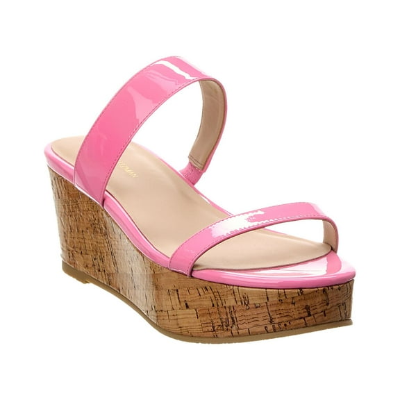 Stuart Weitzman Boardwalk 65 Patent Wedge Sandal, 6.5, Pink