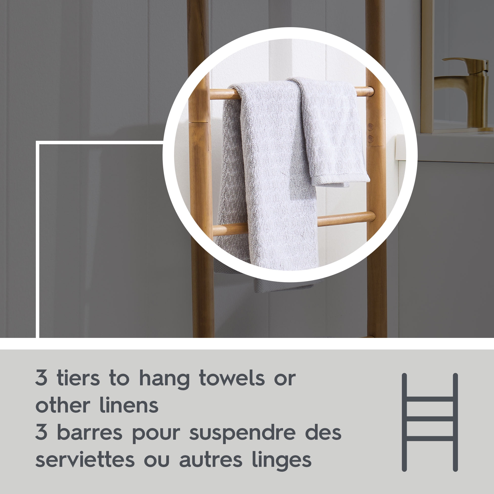 Better Homes & Gardens Light Honey Acacia Wood Towel and Linen Ladder
