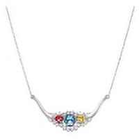 Personalized Family Jewelry Sky 3 Genuine Birthstone Pendant Necklace in Sterling Silver